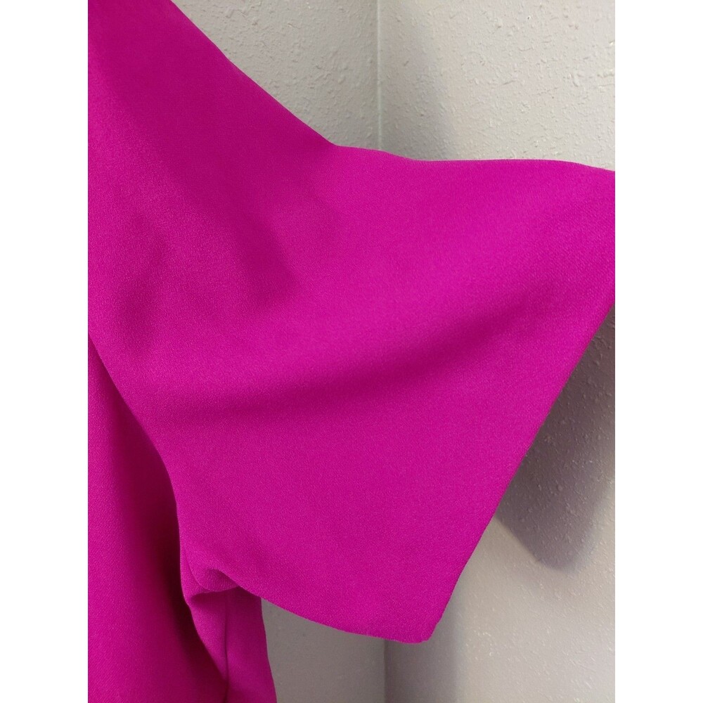 Eloquii Pleated Short Sleeve Blouse Keyhole Neck Plus Size 20 Fushcia Career - Picture 2 of 10